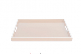 Pink lacquer rectangular tray with white border Size S/26*36*H2cm